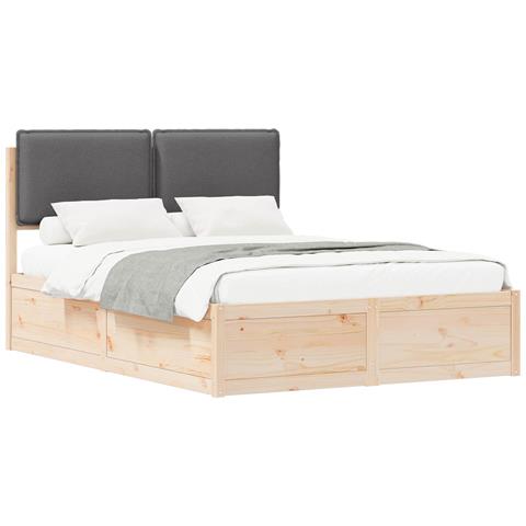 Letto con Testiera Rivestita Grigio scuro 140 x 190 cm - Foto 1