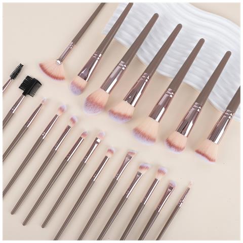 Set Di 20 Pennelli Trucco Con Spugne, Ciotola Per La Pulizia E Rasoi Per Sopracciglia - Kit Di Pennelli Cosmetici Multicolore - Foto 5