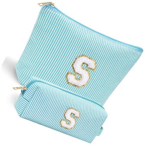 Set Di 2 Beauty Case Da Viaggio Con Lettera S - Organizer Cosmetici In Tessuto Oxford - Foto 2