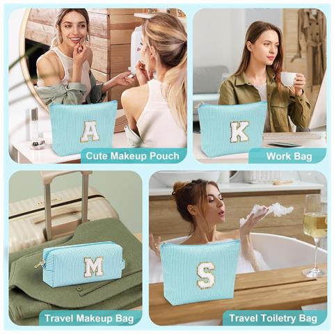 Set Di 2 Beauty Case Da Viaggio Con Lettera S - Organizer Cosmetici In Tessuto Oxford - Foto 7