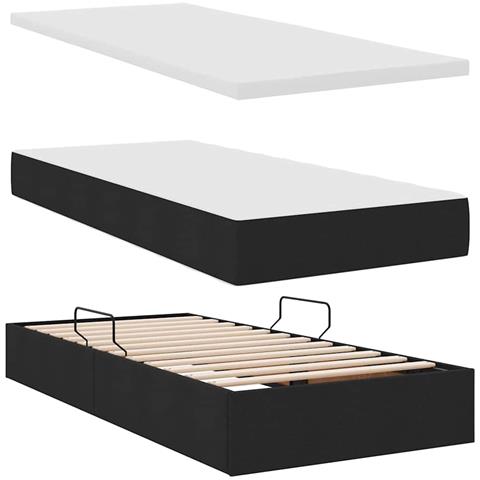 Letto con contenitore e LED con led Nero 90 x 200 cm Tessuto - Foto 9
