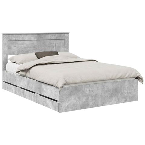 Struttura del letto con cassetto Grigio cemento 140 x 190 cm - Foto 1