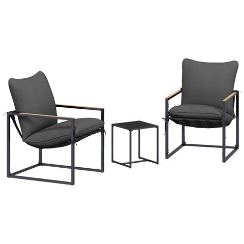 Set Divano da Giardino 3 pcs Nero e antracite Acciaio - Foto 1