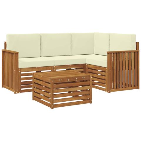 Set di divani da esterno con cuscino 5 pcs Naturale e Crema - Foto 1