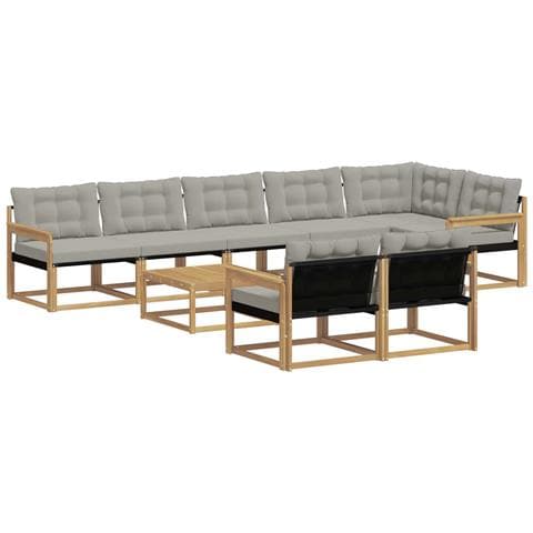 Set di divani da esterno 9 pcs Bianco e Grigio Chiaro - Foto 1