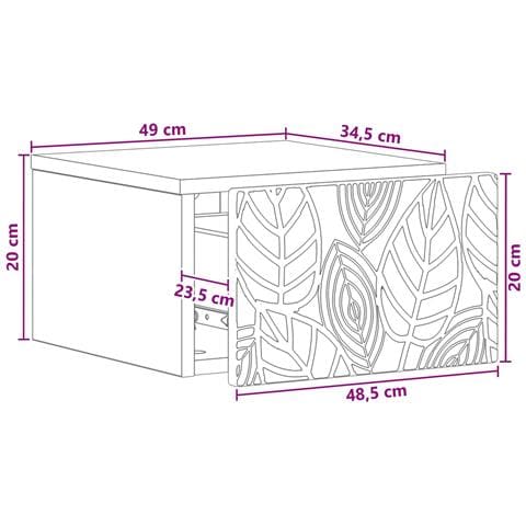 Mobiletto da notte a muro Legno antico 49 x 34,5 x 20 cm - Foto 8