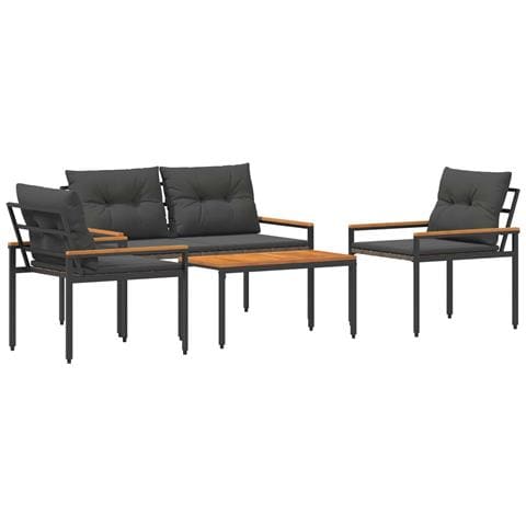 Set Mobili da Esterno 4 pcs Grigio Scuro polyrattan - Foto 1