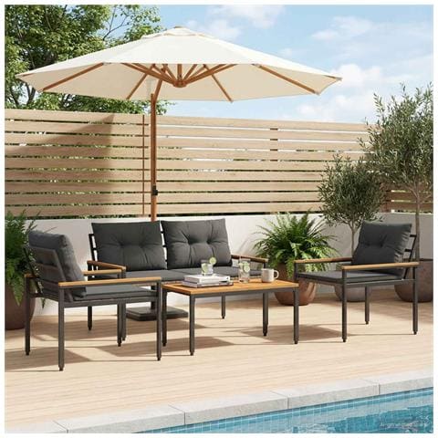 Set Mobili da Esterno 4 pcs Grigio Scuro polyrattan - Foto 2