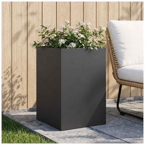 Vaso da giardino Nero 50 x 50 x 75 cm Acciaio laminato a freddo - Foto 2