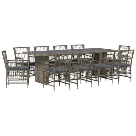 Set da pranzo per esterni 11 pz Grigio polyrattan - Foto 1
