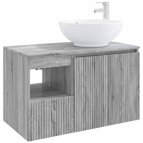 Set di mobili per il bagno 2 pz Sonoma grigio - Foto 1