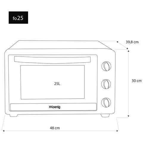 Mini Forno Elettrico 25L FO25 Compatto, Multifunzione, Programmabile 4 modalità di cottura,fino a 230°,Timer 60 min, Porta in vetro, 1500W - Foto 6