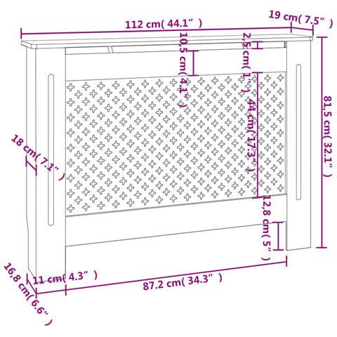 Copertura per Radiatore Nera 112x19x81,5 cm in MDF - Foto 2
