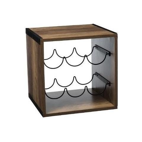 Porta Bottiglie Quadrato Stile Industrial In Legno 31x31 Cm - Foto 1