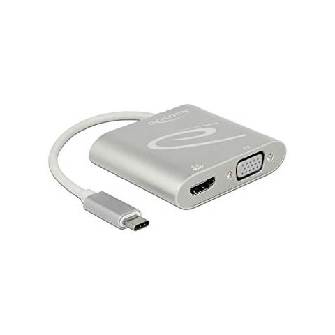 Splitter USB-C 1x HDMI + 1x VGA Splitter & Switches, Silver - Foto 2