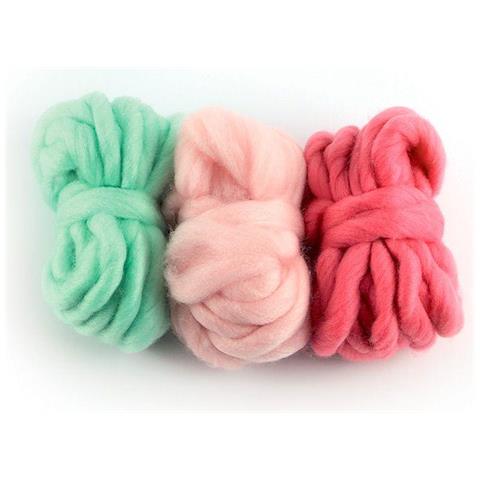 3 Gomitoli Di Lana 5 M - Rosa Indiano, Rosa Chiaro, Menta - Foto 1