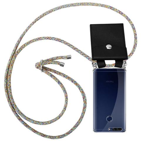 Catena Di Telefoni Cellulari Compatibile Con Honor 8 Pro In Rainbow - Coperchio Protettivo In Silicone Con Anelli D'argento, Cinturino In Corda E Custodia Staccabile - Foto 1