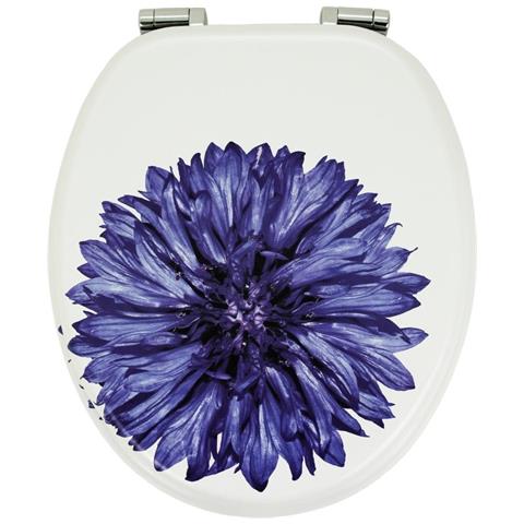 Sedile Wc Copri Vater Universale Frizionato Fantasia In Mdf Chiusura Rallentata *** Fantasia : Blue Flower - Foto 2