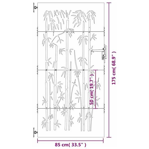Cancello da Giardino 85x175 cm in Acciaio Corten Design Bambù - Foto 10