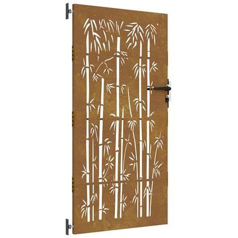 Cancello da Giardino 85x175 cm in Acciaio Corten Design Bambù - Foto 1