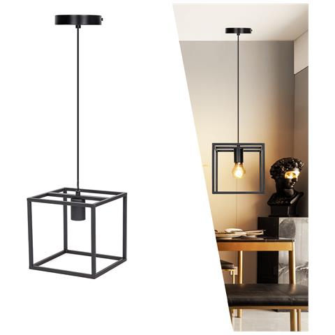 Lampadario A Sospensione Geometrica Nero Moderna In Metallo  E27 - Foto 1