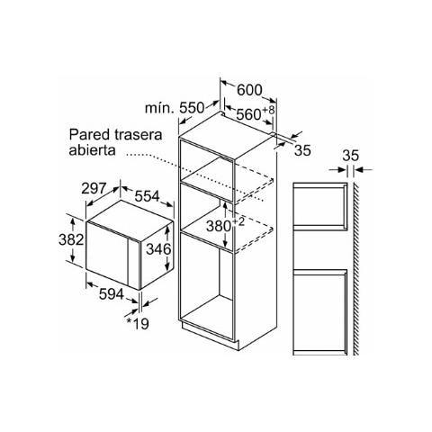 Forno Microonde da Incasso 3CG4172X2 con Grill Capacità 20 Litri Potenza 800 Watt Colore Nero / Acciaio inox - Foto 6