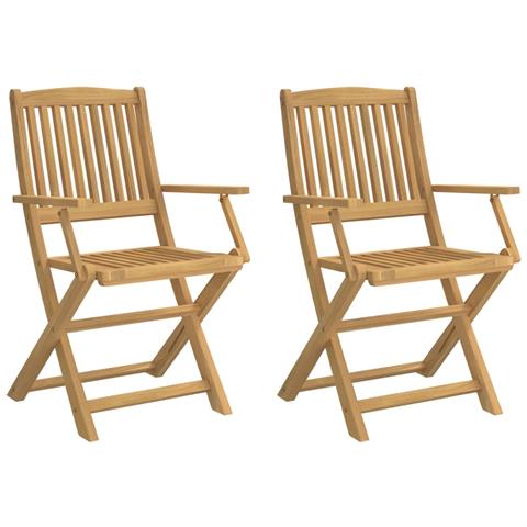 Sedie Giardino Pieghevoli 2 Pz 58x54,5x90 Cm Massello Acacia - Foto 1