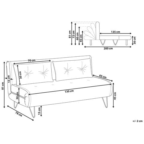 Divano Letto 2 Posti Vestfold Velluto Nero - Foto 2