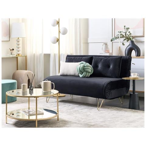 Divano Letto 2 Posti Vestfold Velluto Nero - Foto 6