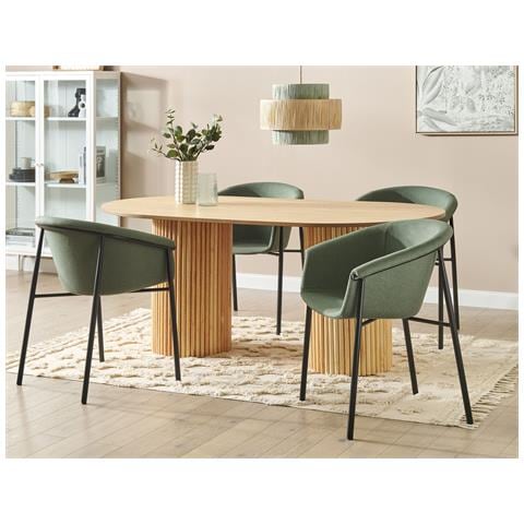 Set Di 2 Sedie Da Pranzo Tessuto Verde Ames - Foto 1