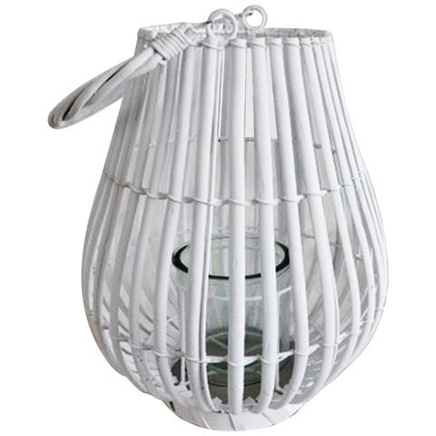 Lanterna In Vimini Con Portacandela In Vetro Vimini Selection - White - Foto 1