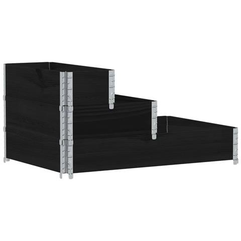Fioriera Rialzata a 3 Livelli Nera 120x80 cm Legno di Pino - Foto 2