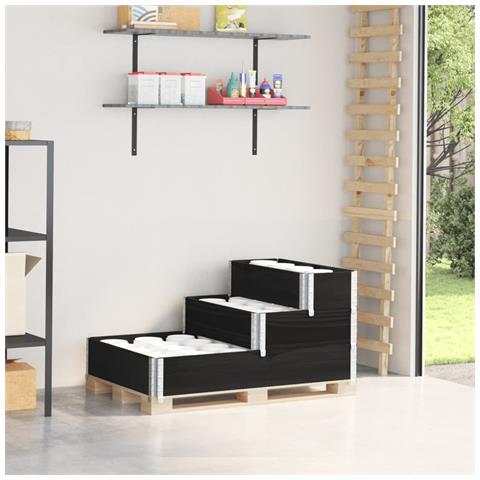 Fioriera Rialzata a 3 Livelli Nera 120x80 cm Legno di Pino - Foto 1