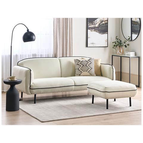 Divano 3 Posti Tonsberg Tessuto Beige Chiaro Con Ottomana - Foto 1