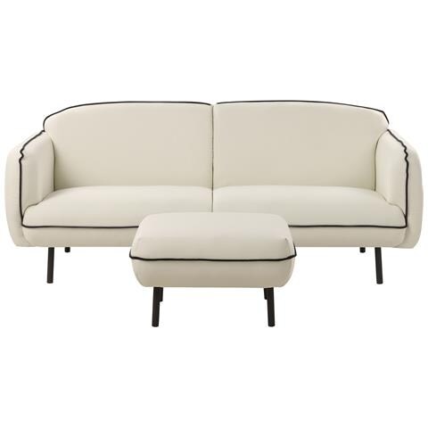 Divano 3 Posti Tonsberg Tessuto Beige Chiaro Con Ottomana - Foto 2