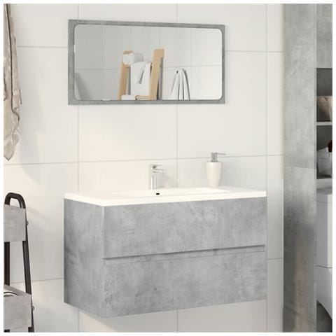 Mobile Pensile Da Bagno Grigio Cemento 80x38,5x45 Cm Truciolato - Foto 3