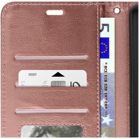 Custodia A Libro Per Motorola Edge 50 Fusion Con Cinghia A Mano, Rosa Champagne - Foto 2