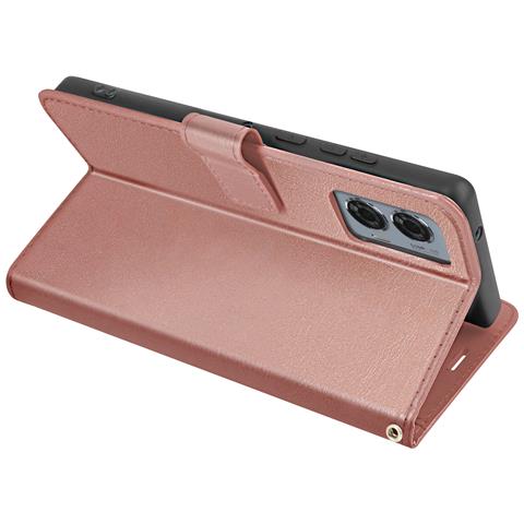 Custodia A Libro Per Motorola Edge 50 Fusion Con Cinghia A Mano, Rosa Champagne - Foto 5