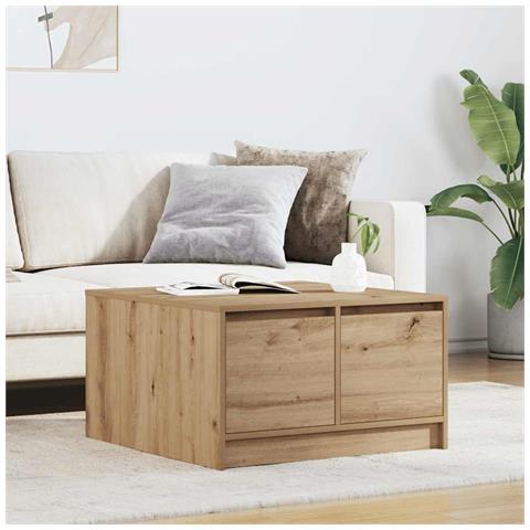 Tavolino Salotto con Cassetti Rovere Artigianale 70,5x70x40 cm - Foto 1