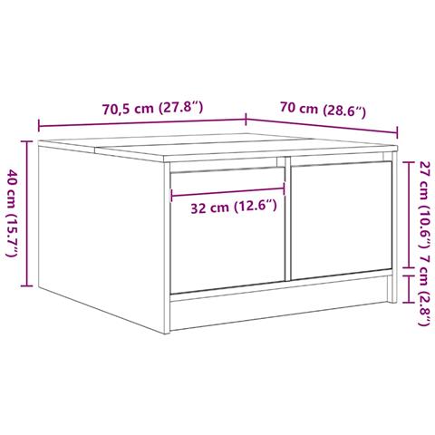 Tavolino Salotto con Cassetti Rovere Artigianale 70,5x70x40 cm - Foto 9