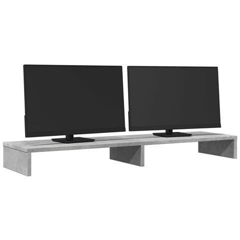 Supporto Monitor Grigio Cemento 100x27x10cm Legno Massello Pino - Foto 3