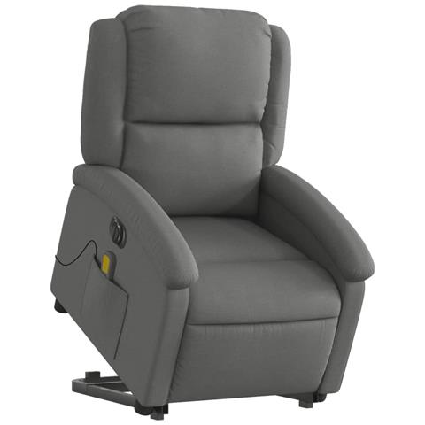 Poltrona Alzapersona Massaggi Elettrica Grigio Scuro Tessuto - Foto 3