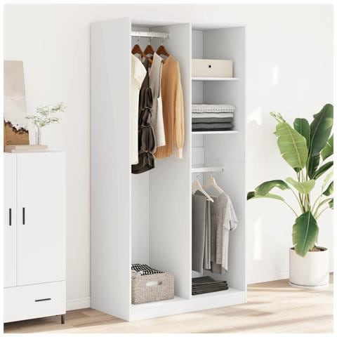 Armadio Bianco 100x50x200 Cm In Legno Multistrato - Foto 3