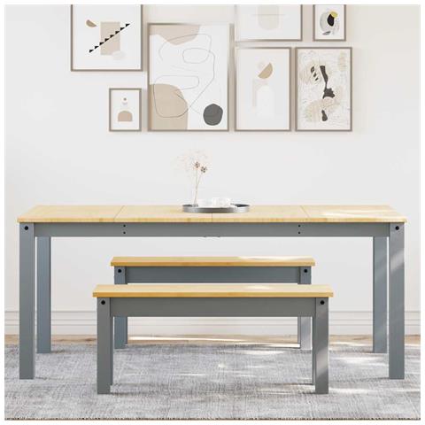 Set Da Pranzo 3 Pz Panama Grigio In Legno Massello Di Pino - Foto 3