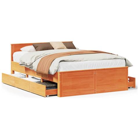 Giroletto Senza Materasso Con Testata Marrone Cera 160x200 Pino - Foto 2