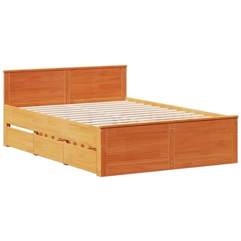 Giroletto Senza Materasso Con Testata Marrone Cera 160x200 Pino - Foto 3