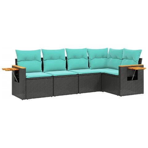 Set Divani Da Giardino 5 Pz Con Cuscini Nero In Polyrattan - Foto 2