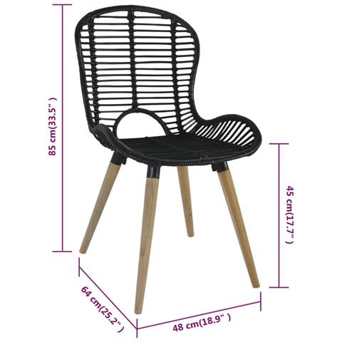 Lusso Casadino -  Sedie Da Pranzo 2 Pz Nere In Rattan Naturale - Foto 7