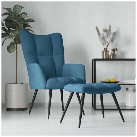 Lusso Casadino - Poltrona Relax Con Poggiapiedi Blu In Velluto - Foto 8