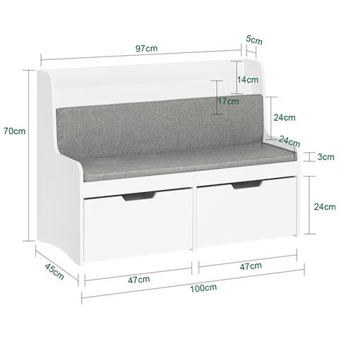 Panca Con Libreria Per Bambini 100x45x70cm Kmb66-w - Foto 2